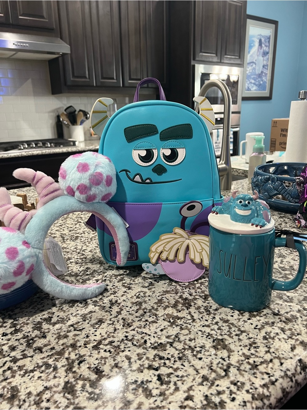 NWT RARE Sully Monsters Inc Loungefly With Matching Ears And Rae Dunn Mug Set